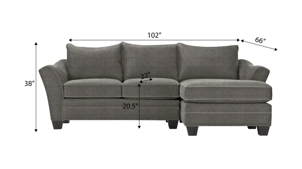 Foresthill 2-pc. Right Hand Chaise Sectional Sofa Dimensions
