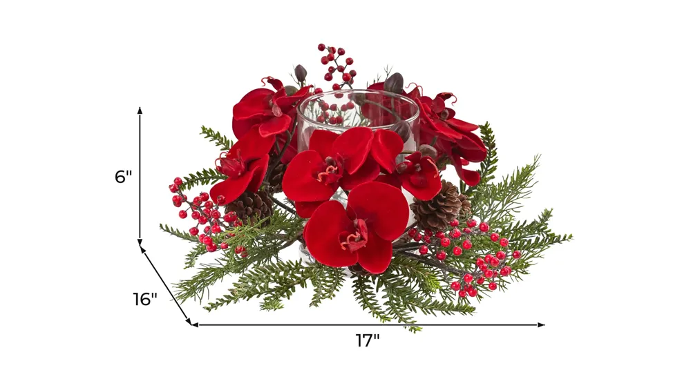 Orchid, Berry & Pine Holiday Candelabrum Dimensions