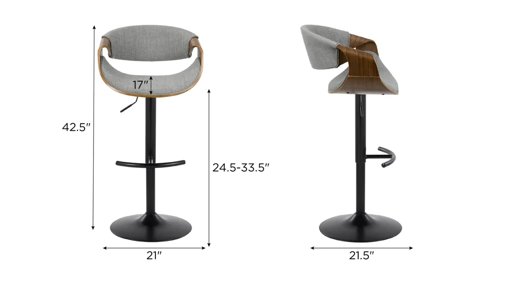 Curvo Adjustable Barstool - Set of 2 Dimensions