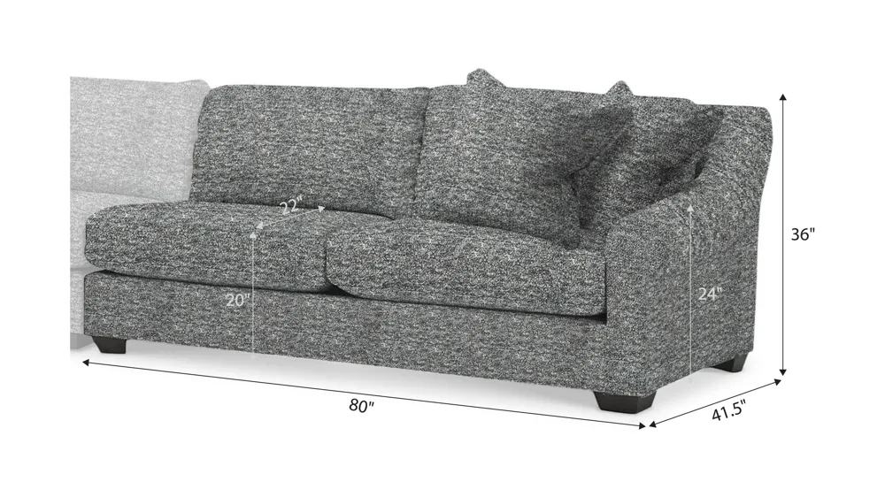 Thatcher Right Arm Facing Loveseat Dimensions