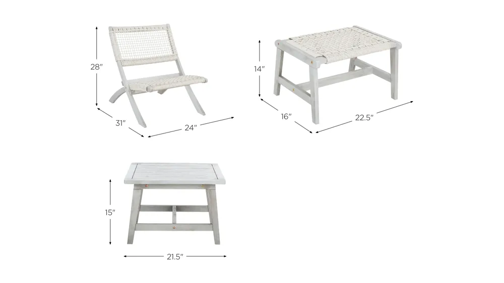 Gresley 5-pc. Patio Set Dimensions