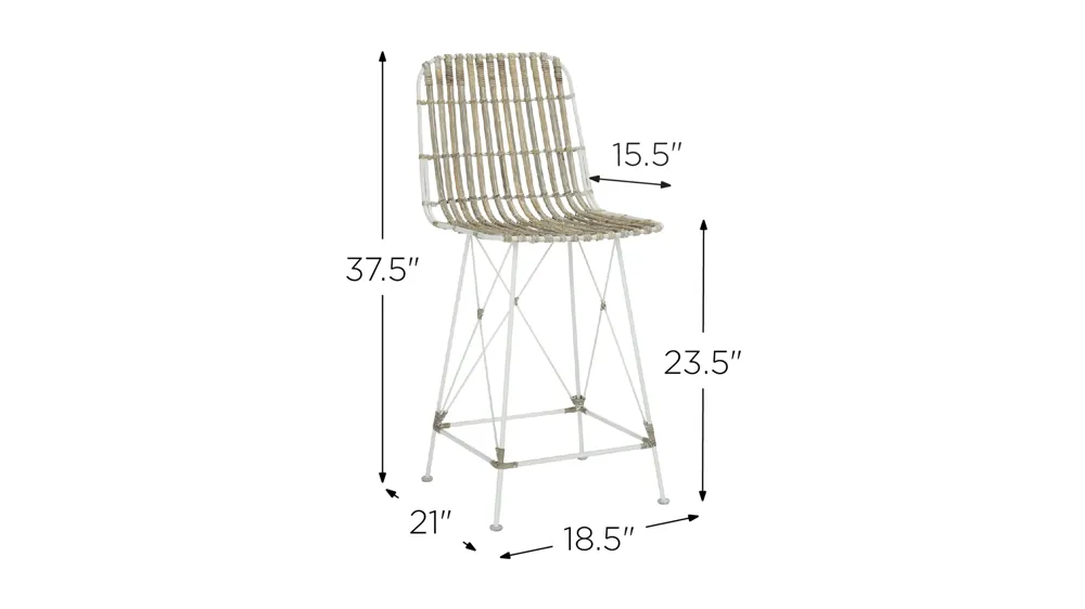 Kenzie Wicker Counter Stool - Set of 2 Dimensions