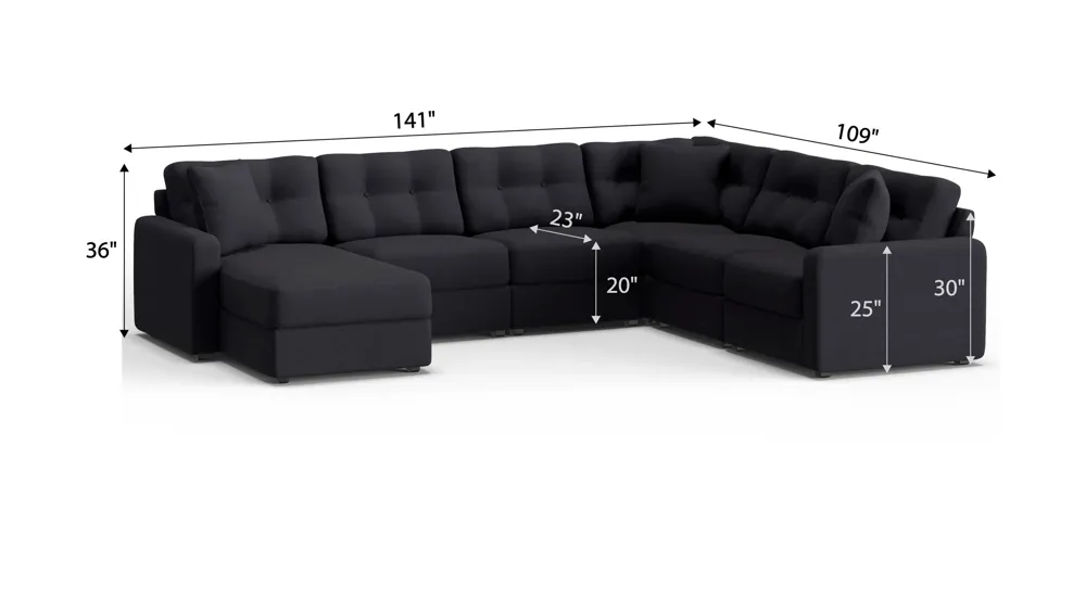 ModularOne 6-pc. Sectional Dimensions