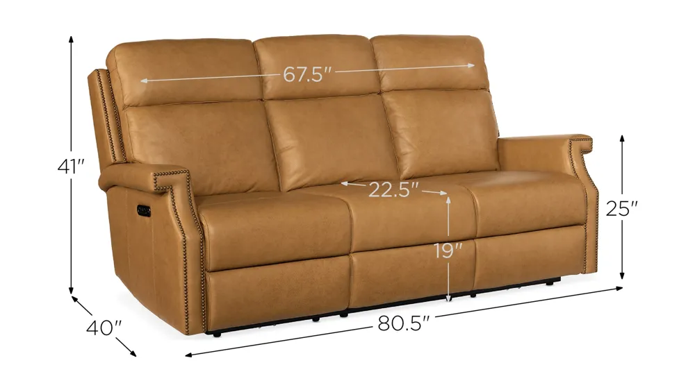 Vaughn Zero Gravity Sofa with Power Headrest Dimensions