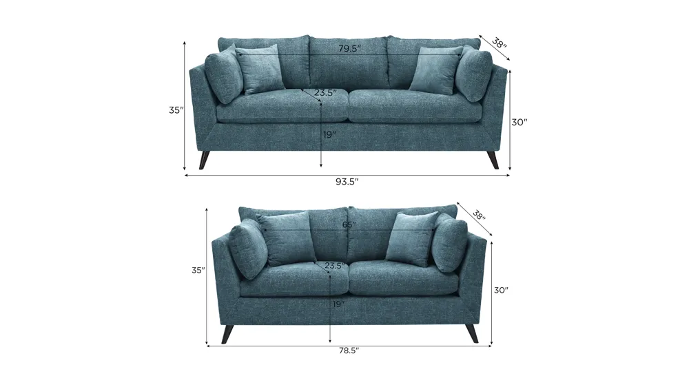 Caruso Living Room Set Dimensions