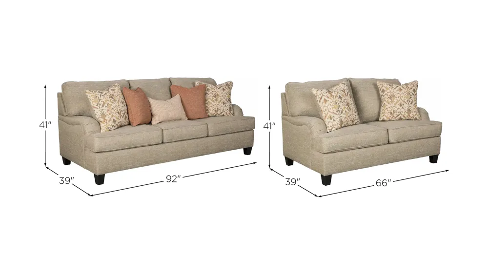 Almanza Sofa and Loveseat Dimensions