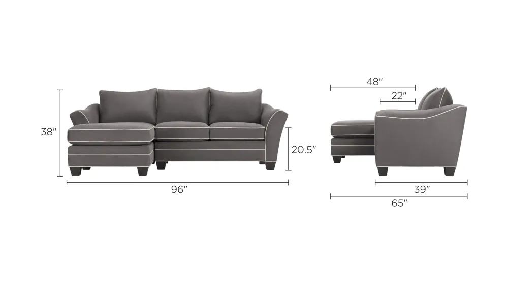 Foresthill 2-pc. Left Hand Chaise Sectional Sofa Dimensions