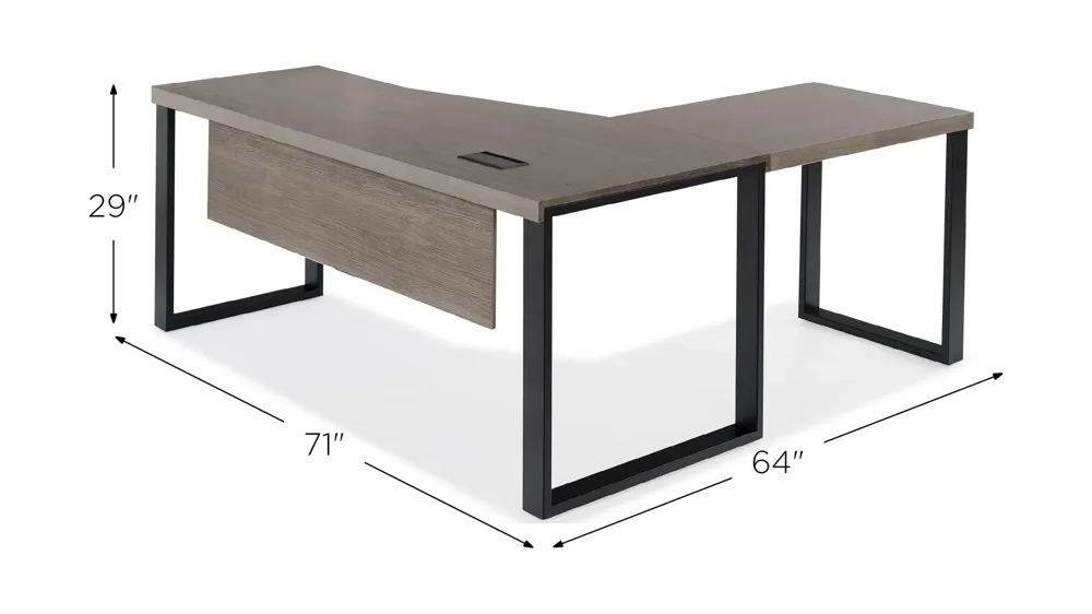 Stavanger Left Crescent Desk with Return Dimensions
