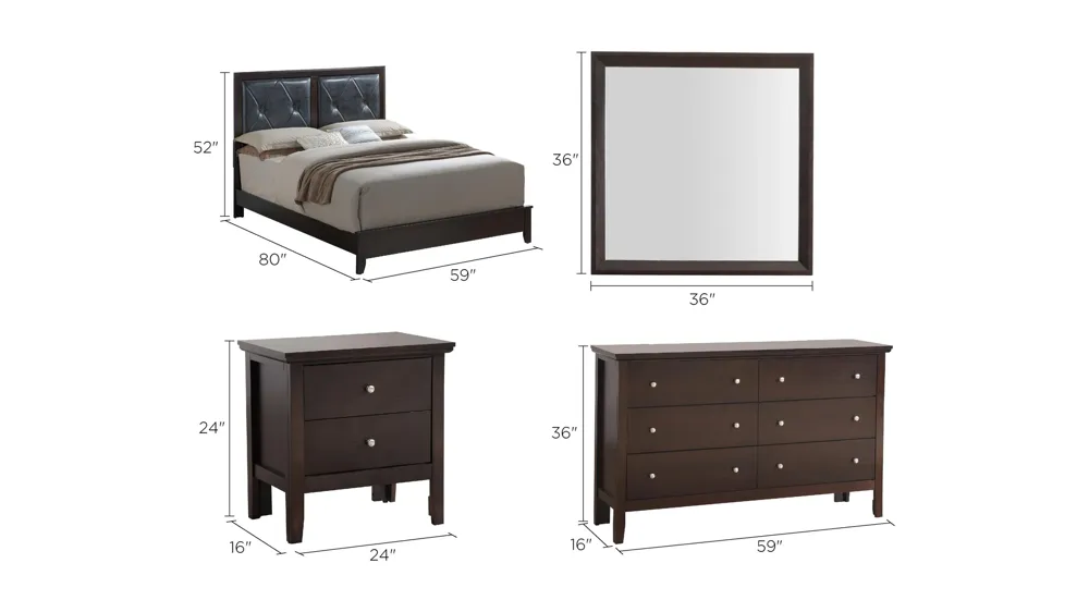 Primo 4-pc. Bedroom Set Dimensions