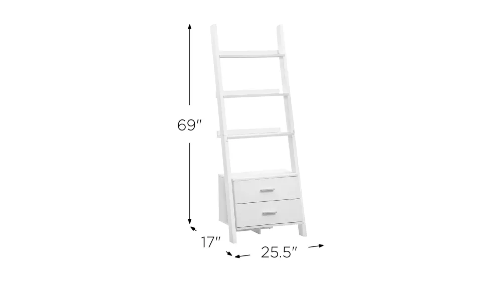 Monarch Leaning 69" Bookcase Dimensions