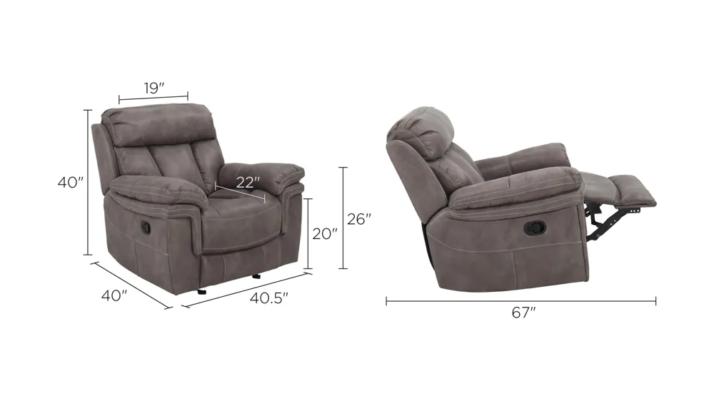 Ryder Glider Recliner Dimensions