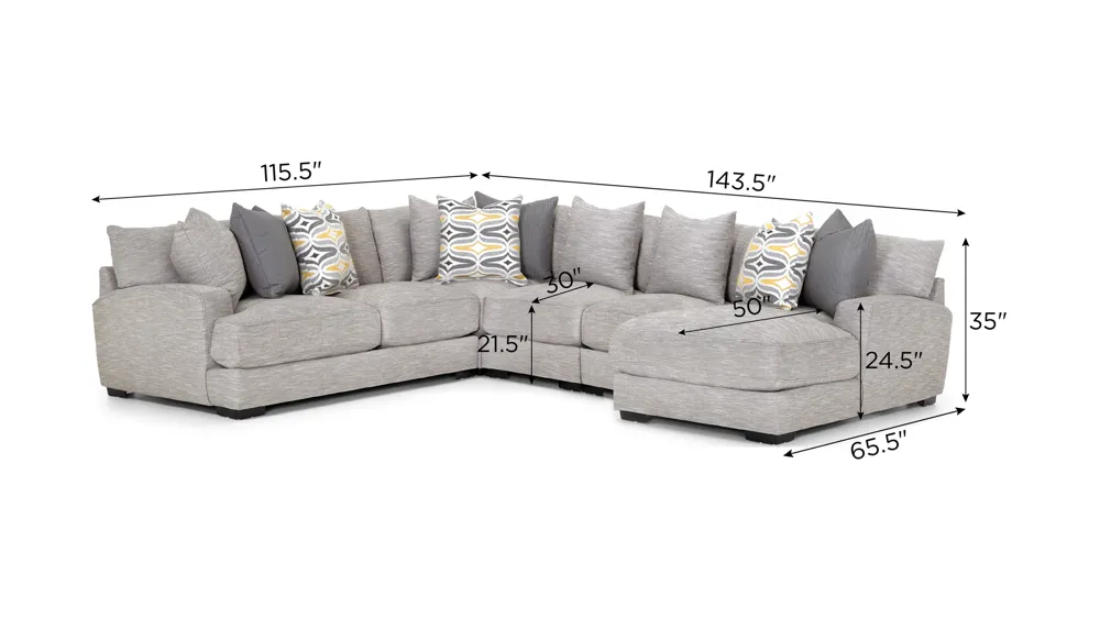 Carter 4-pc. Sectional Dimensions