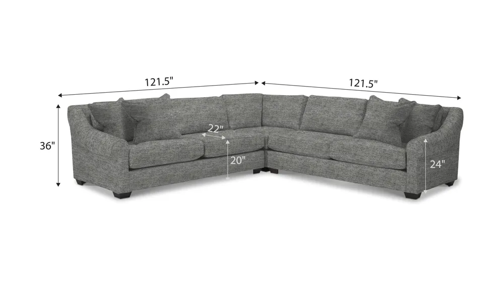 Thatcher 3-pc. Sectional Dimensions