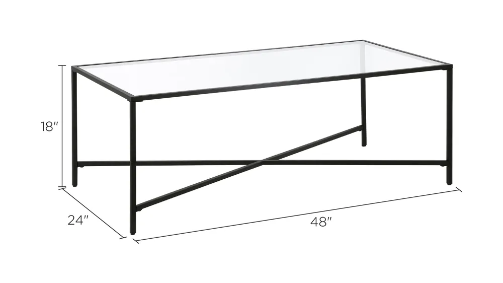 Edena Rectangular Coffee Table with Glass Top Dimensions