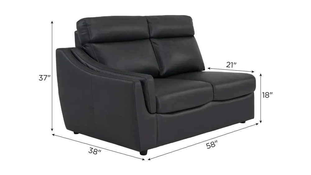 Warner Leather Left Arm Facing Loveseat Dimensions