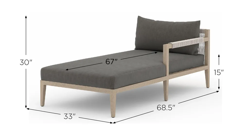 Sherwood Right Arm Facing Outdoor Sofa Chaise Lounge Dimensions