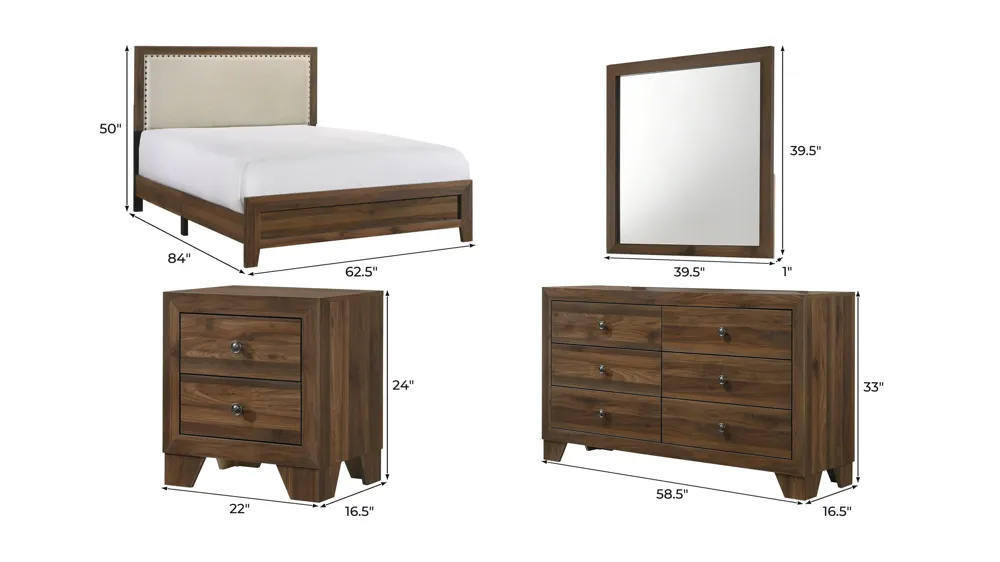 Millie 4-pc. Bedroom Set Dimensions