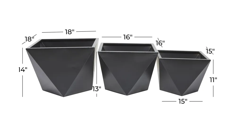 Ivy Collection Jemstar Planter Set of 3 Dimensions
