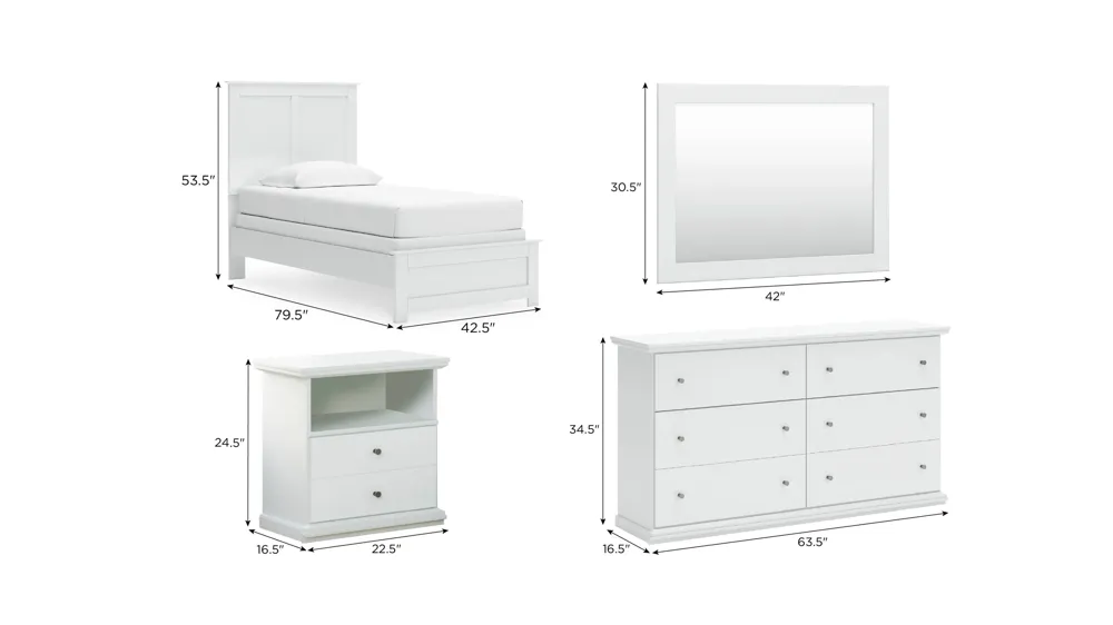 Adele 4-pc. Bedroom Set Dimensions
