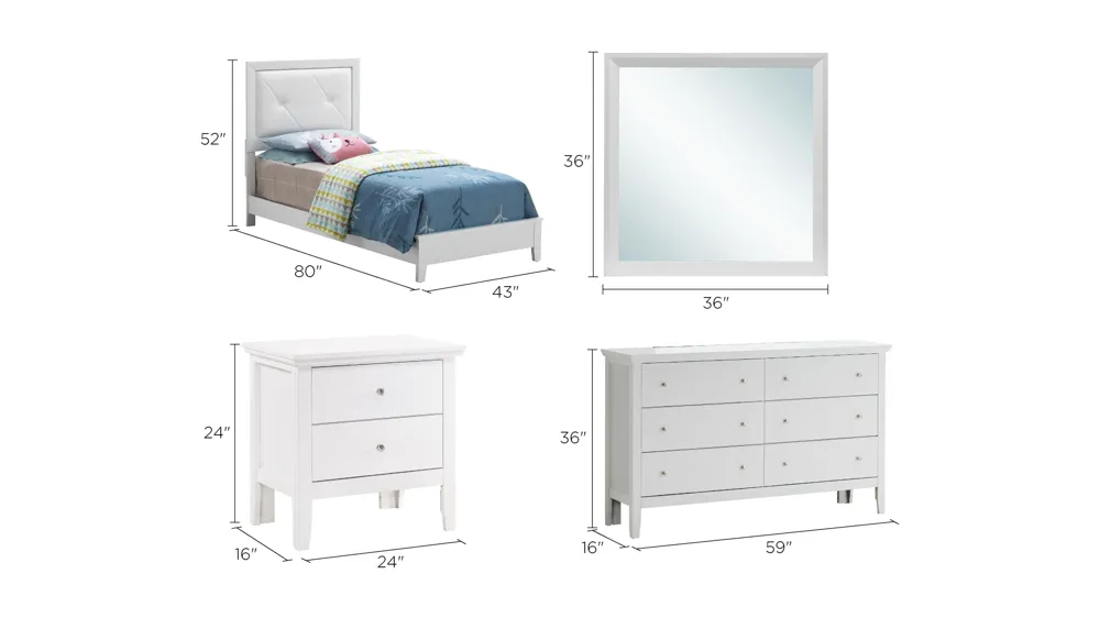 Primo 4-pc. Bedroom Set Dimensions