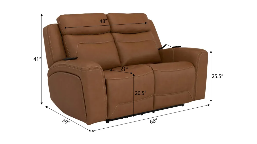 Morgenthal Triple Power Loveseat w/ Heat & Massage Dimensions