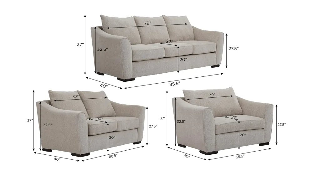 Tatum Living Room Set Dimensions