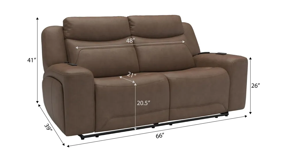 Morgenthal Triple Power Loveseat w/ Heat & Massage Dimensions