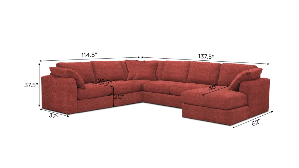 Nappily 4-pc. Sectional Dimensions