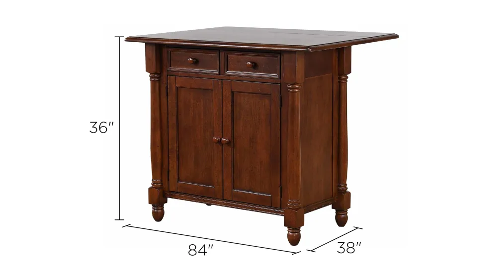Fenway Kitchen Island w/ Leaf Dimensions