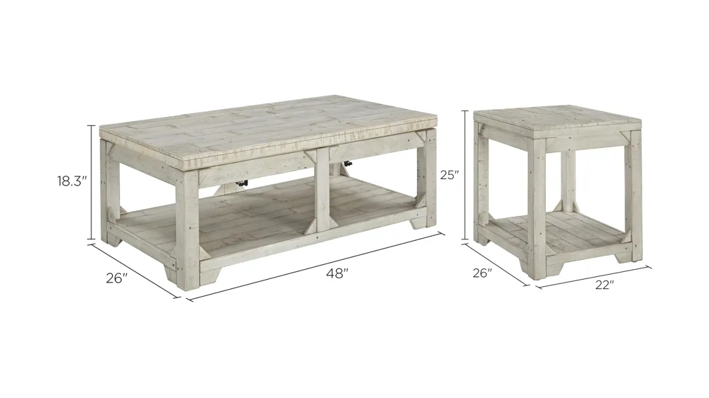 Bookman 3PC Occasional Table Set Dimensions