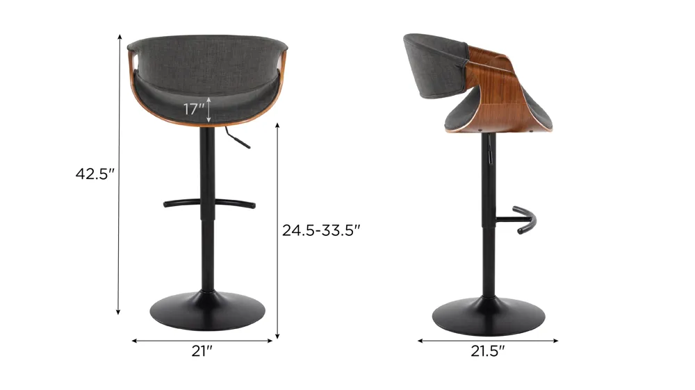 Curvo Adjustable Barstool - Set of 2 Dimensions