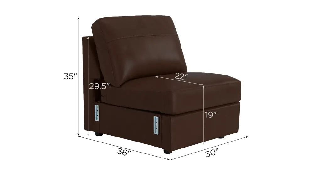 Harley Leather Armless Chair Dimensions