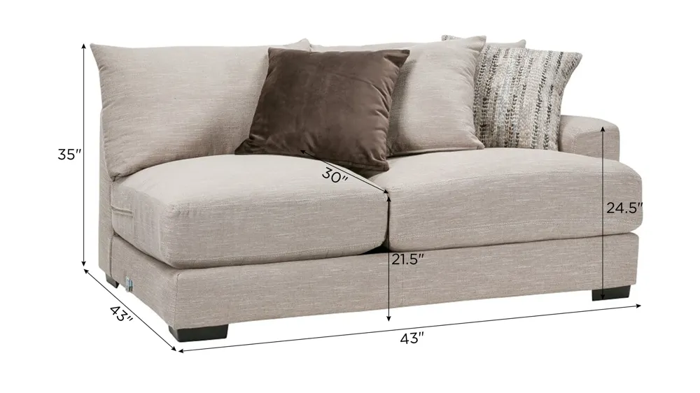 Carter Right-Arm-Facing Loveseat Dimensions