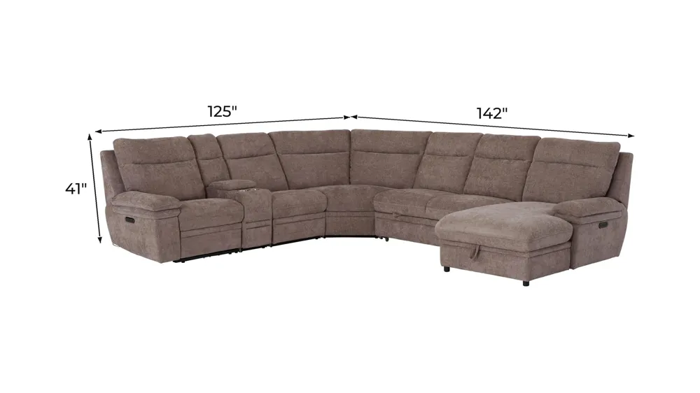 Enbridge 6-pc. Dual Power Sectional Dimensions