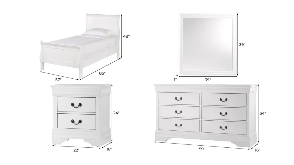 Edina 4-pc. Bedroom Set Dimensions