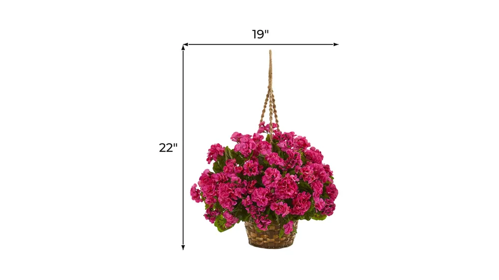 Geranium Hanging Basket Artificial Plant (Indoor/Outdoor) Dimensions