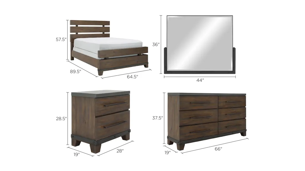 Santa Cruz 4-pc. Bedroom Set Dimensions