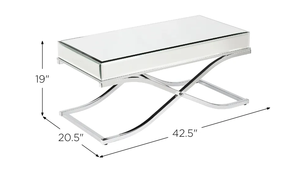 Farrell Chrome/Mirror Cocktail Table Dimensions