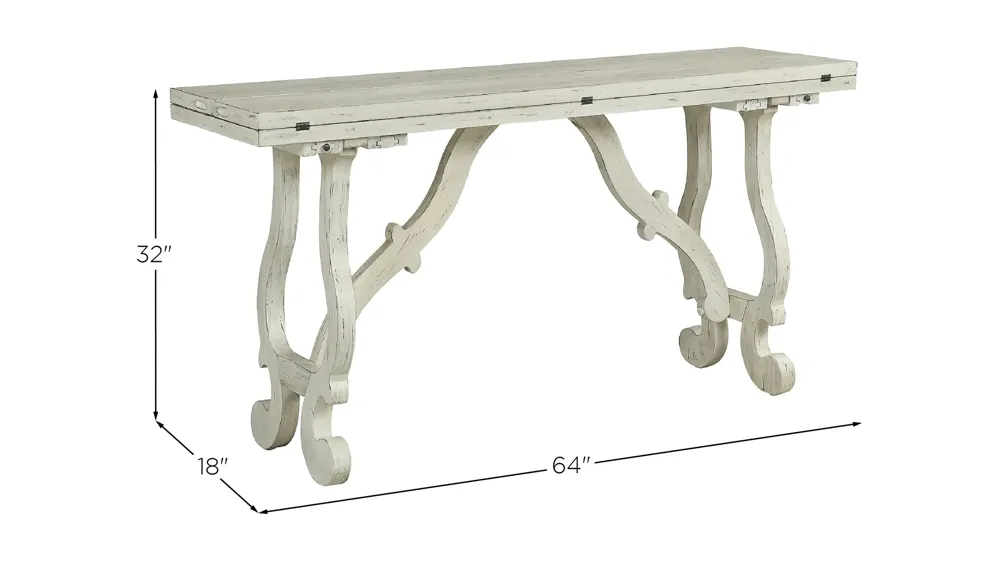 Kathleen Rectangular Fold-Out Console Table Dimensions