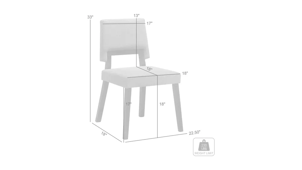 Channell Dining Chair - Set of 2 Dimensions