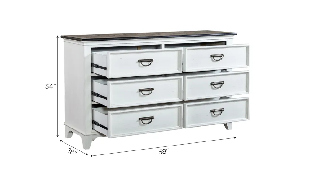 Shelby Small 6 Drawer Dresser Dimensions