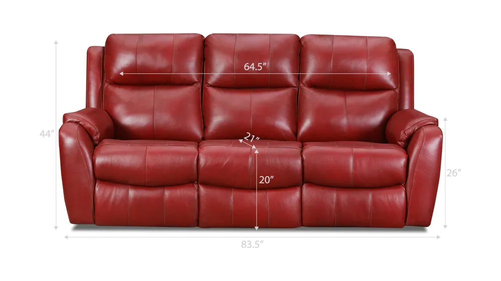 Stevens Reclining Leather Sofa Dimensions