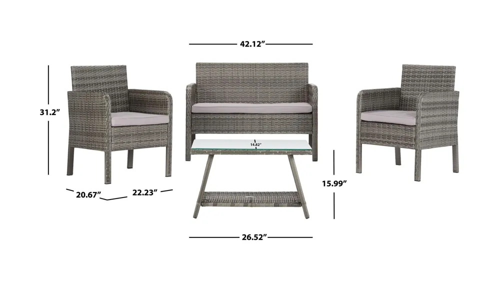 Hanover 4-pc. Patio Set Dimensions