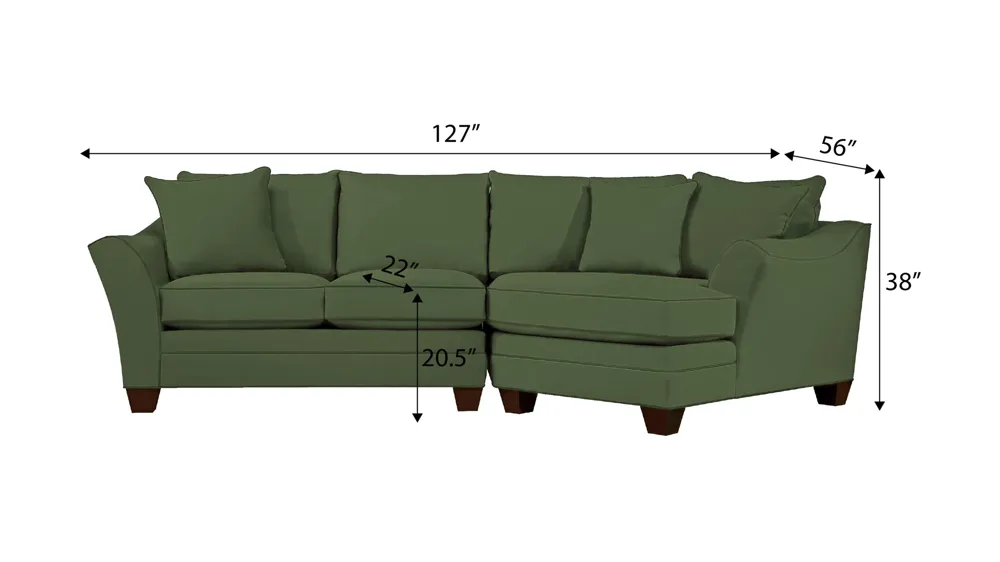 Foresthill 2-pc. Right Hand Cuddler Sectional Sofa Dimensions