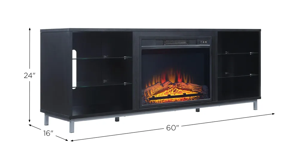 Brighton 60" TV Stand with Fireplace Dimensions