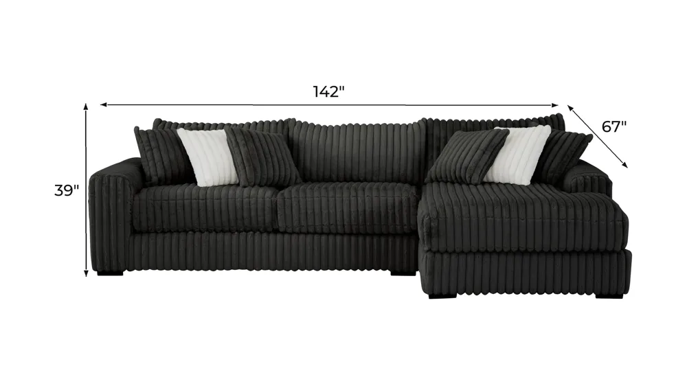 Onyx Moon 2-pc. Sofa Chaise Dimensions