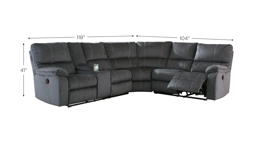 Urbino 3-Piece Reclining Sectional Dimensions