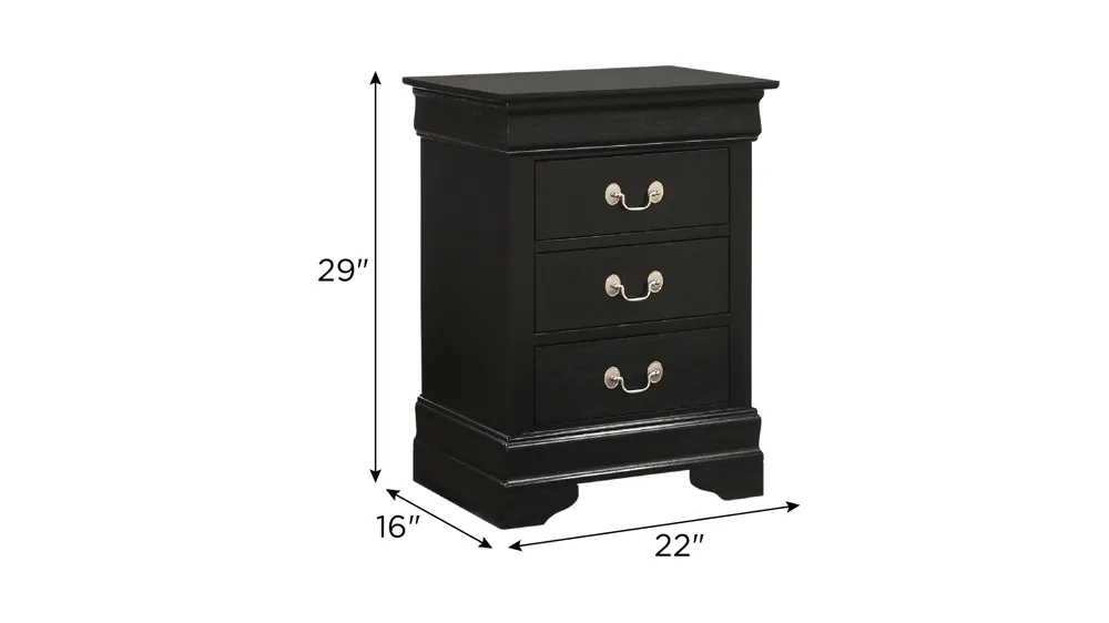 Rossie 3-Drawer Nightstand Dimensions