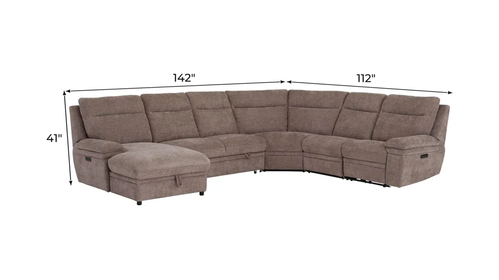 Enbridge 5-pc. Dual Power Sectional Dimensions