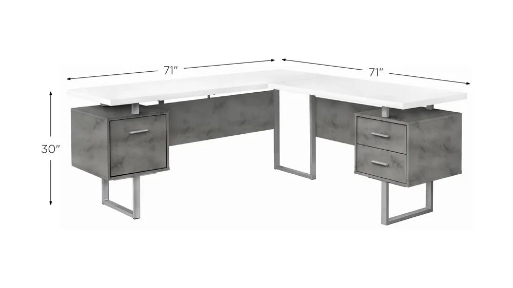 Gunnar Reversible L-Shaped Computer Desk Dimensions